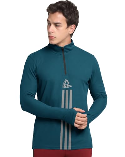 Image of EYEBOGLER Men Polo Neck Graphic Printed Full Sleeve Regular Fir T-Shirt