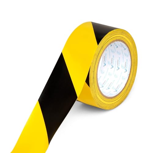 Zoolfix 4 Rolls Floor Marking Tape, Black and Yellow Safety Tape for Hazard Warning, Aisle Marking, Warehouse, Industrial Floor Use, 2 Inch x 108 Ft, Heavy Duty Adhesive Striped Tape