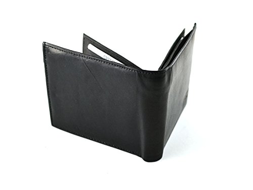 Men's Wallet Genuine Cowhide Leather, Bi-foldwith 20 Cards Slot, Black3