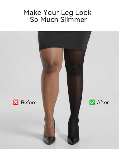 LUCKMEEY Tights for Women – Rip-Resistant 40D Black Semi Opaque High Waist Control Top Pantyhose Stocking Under Dress4