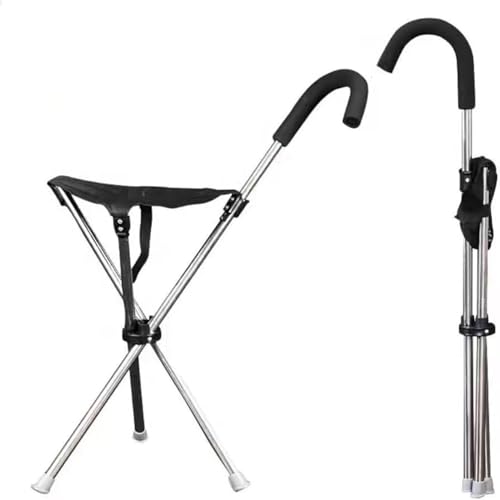 Bastone da Passeggio con Sedile Pieghevole in Alluminio