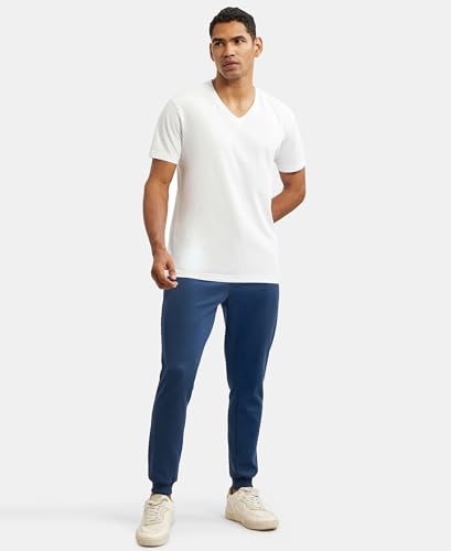 Image of Jockey AM05 Men Super Combed Cotton Rich Pique Slim Fit Jogger with Zipper Pockets