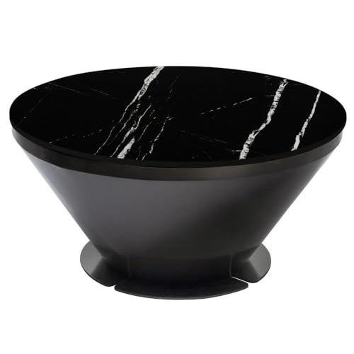 Image of Wakefit Espresso Coffee Table I Marble Finish I Vitrified Tile Top I Colonial Black