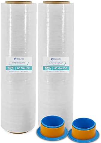 18'' Stretch Film/wrap with Tension Control Handle,1500 feet Industrial Strength up to 500% Stretch, Stretch Wrap Industrial Strength, Durable, Thickness, Extra Thick, Heavy Duty Shrink Film (2 Pack)