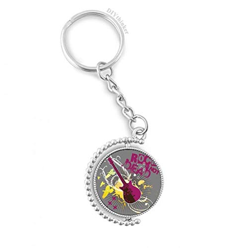 Guitare instrument de musique key ring rotatif multicolore anti-perte de clés