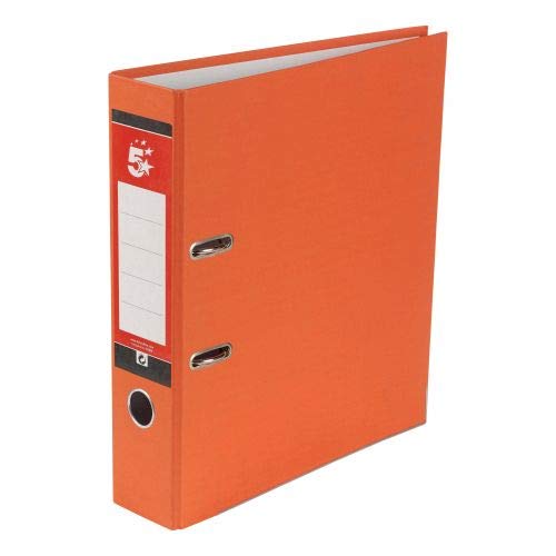 5 Star office 939913 70 mm A4 Lever Arch File - Orange (Pack of 10)