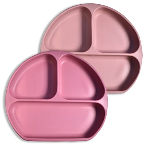 Image of Carrot story 100% Silicone Suction Baby Toddler Plate, 2-Pack, Waterproof Washable Plate, BPA Free, Microwave/Dishwasher Safe (Sweet)