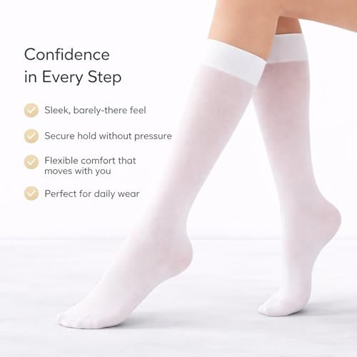 Image of Diamond Star Women's Trouser Socks, Opaque Knee High Nylon Socks, Stretchy Comfort Fit for Work and Casual, 6 Pairs