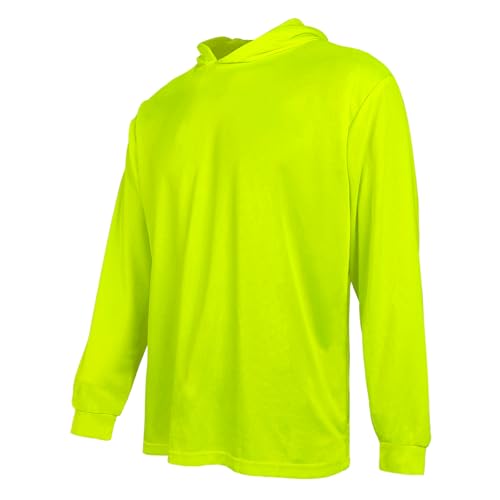 Hi Vis Safety Hoodie, High Visibility Shirts for Men, Long Sleeve, Construction Work Shirts with Sun Protective Hood - Image 3