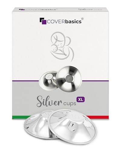 COVERbasics Coupelle Argent Allaitement (SilverCups) Coque d’Allaitement en Argent pour Protection des Mamelons - Dispositif Médical testé dermatologiquement (XL)