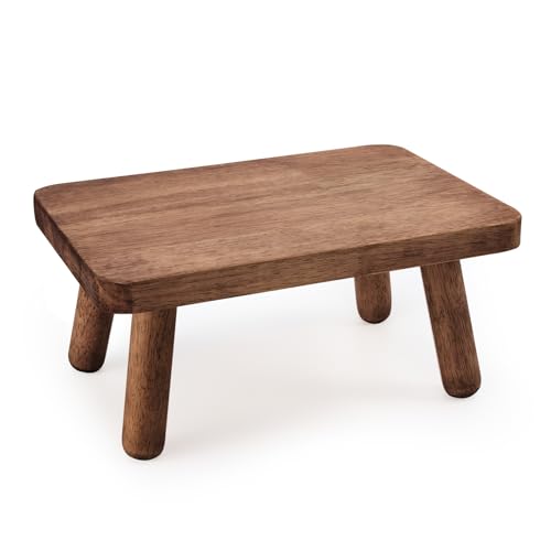 Jurath Wooden Step Stool for Adults Office's Step Stool Heavry Duty Stepping Stools for Office, Bedroom, Garden, Bathroom with Four Detachable and Assembled Legs Chocolate Brown (Classic 6.3' inch)