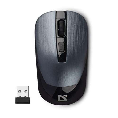 Defender® Wave Kabellose Maus – 2.4 GHz Wireless, Geräuschlose Tasten, 1600 DPI, Optischer Sensor, Ergonomisch, Ultraleicht 50g, PTFE-Gleitfüße, Symmetrisches Design, Grau, Für PC, Laptop, Büro