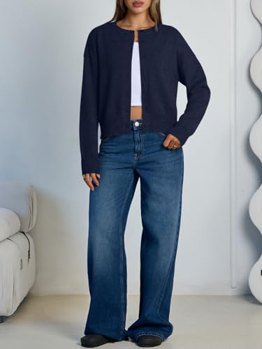 Trendy Queen Cropped Cardigan Sweaters for Women Lightweight Y2k Fall Outfits Spring Fashion Clothes 2026