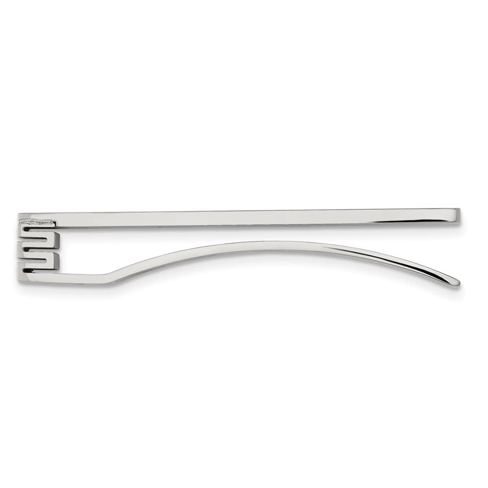 The Black Bow Stainless Steel, Gold Tone Accent, .03ct Diamond (I1, G-I) Tie Bar, 5 x 52mm