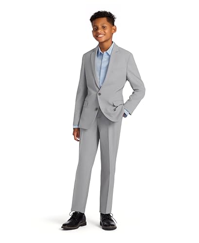Image of Calvin Klein Boys Flat-Front Bi-Stretch Dress Pant, Straight Leg Fit, Belt Loops & Front Pockets