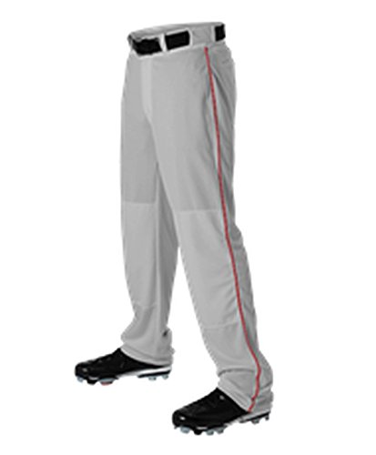 Alleson Adult Baseball Pant with Braid Grey, Scarlet 3X 605WLB 605WLB-GRSC-3X