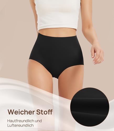 Image of Seamless Underwear for Women - High Waisted No Show Panties, 3D Wrap Hip Full Coverage Stretch Briefs 6 Pack
