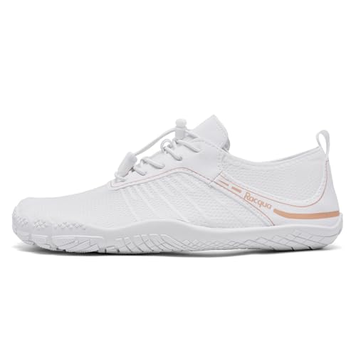 Racqua Women's Water Shoes Swim Aqua Breathable Quick Dry Lightweight River Beach Pool Surfing Ladies Shoes White 6.5 Women/5.5 Men4