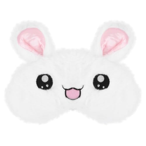 UTHCLO Sommeil Pelucheux Blanc à Motif Lapin, Léger, Bandeau de Nuit Élastique pour Blocage Lumière, pour Dormir, Voyager Sieste