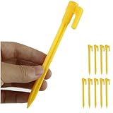 【10本】AQUALOACH プラスチック ペグ 14.5cm 軽量 プラペグ タープ テント用 芝生 砂地 キャンプ アウトドア 固定用 杭 (イエロー)