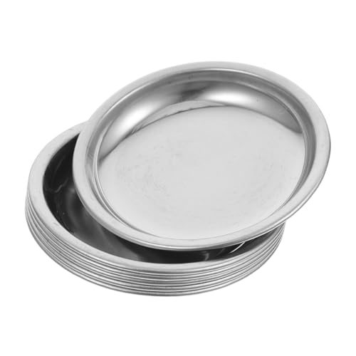 PRETYZOOM 6Pcs Stainless Steel Tea Bag Rest 2.48 Inch Dish Drip Tray Coasters Accessories Holder for Used Tea Bags and Loose Filters, Round Plate