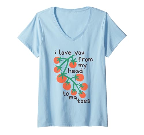 Women's I Love from My Head to-Ma-Toes Funny Cute Tomatoes Kids V-Neck T-Shirt