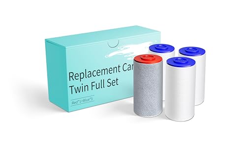 Replacement Filters for Weddell Duo Shower System - Efficient Reduction of Chlorine, Contaminants & Hardness | Enhance Skin and Hair Health with Every Shower (1Red+3Blue)