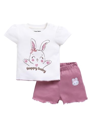 Image of Smart Baby 100% Cotton Interlock Fabric T-Shirt and Shorts Set for Baby Girls - Soft, Lightweight, Comfortable (Pack of 1)