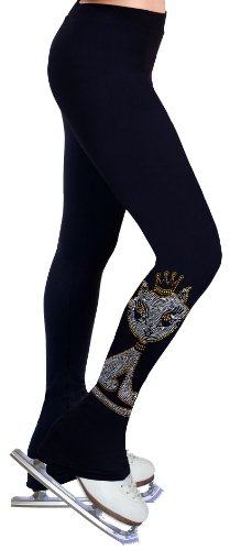 NY2 SPORTSWEAR Figure Skating Practice Pants with Rhinestones R12 - Child Sizes- (Child Large) Black