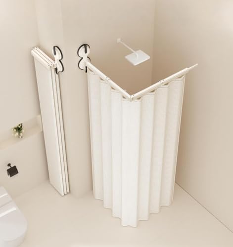 Tringle à rideau de douche pliable réglable avec ventouses