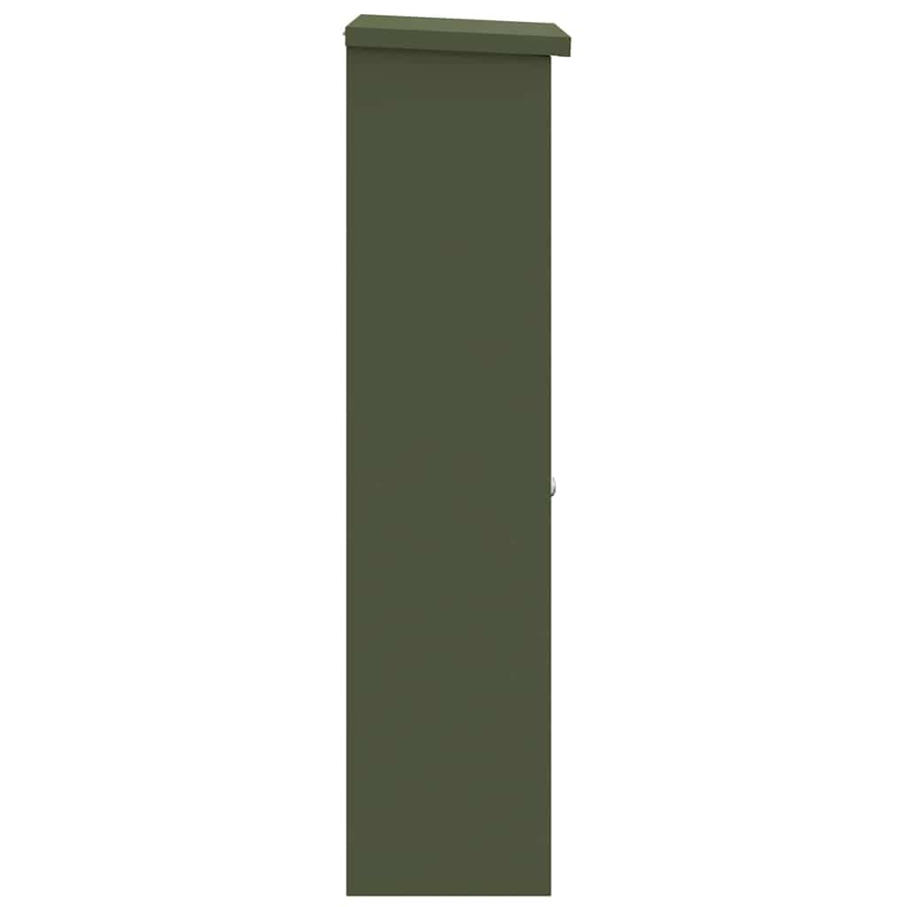 Pudełko z pojemnikiem do przechowywania w kolorze oliwkowo-zielonej stali, 44,5 x 29 x 110,5 cm, zamykane, nowoczesne do użytku na zewnątrz, przestronne, kompaktowe z zamkami ryglowymi i