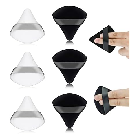 Dreieck Makeup Puderquaste, 6 Stück Gesicht Schwämmchen Powder Puff, Waschbar Wiederverwendbar Makeup Sponge Cover