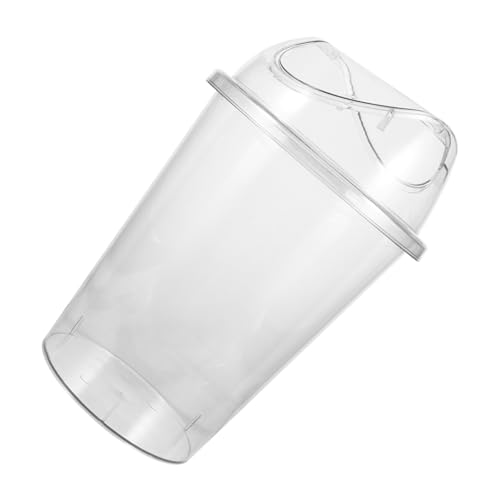 Cubo de basura grande transparente y fácil de limpiar con tapa redonda oscilante para cocina