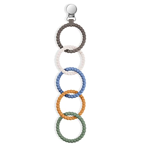 Vicloon Aros Juguetes para Cochecitos, Aros para Colgarle Algún Juguete en El Carro o en El Gimnasio, Mordedor de Bebé Colgante, Anillo de Dentición para Cochecitos para Bebe 0 Meses +, Sin BPA (02)