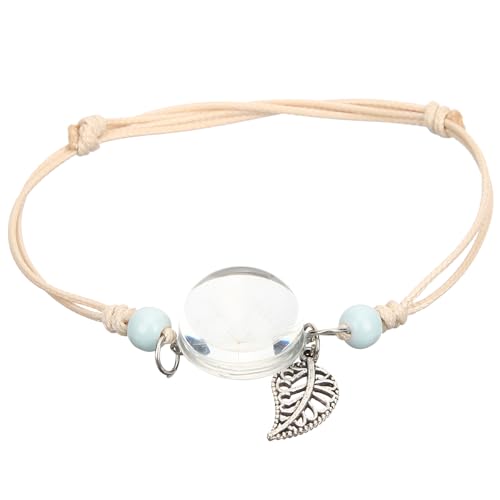 JOINPAYA Pulsera de Flores Secas para Mujer Diente de León en Bola de Cristal Pulsera de Muñeca Ligera y Ajustable Joyería Estética para Obsequio Especial y Uso Diario