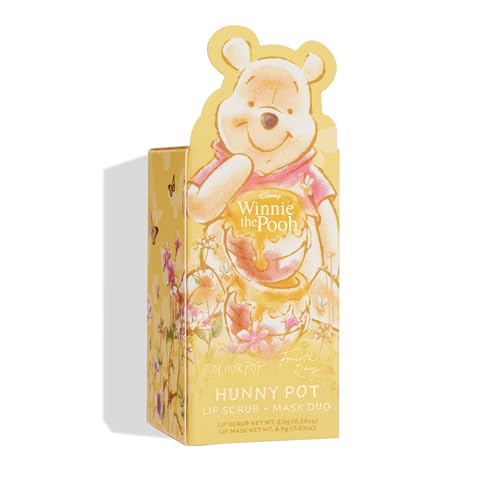 colourpop x winnie the pooh lip scrub amp mask set - vegan amp cruelty-free lip care duo - exfoliates moisturizes amp softens - enriched with a honey flavor - hunny pot 2 count