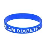 The Electric Mammoth I Am Diabetic Awareness Alert Diabetes Silicone Bracelet Wristbands (Blue)