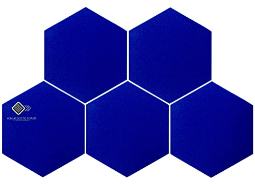 Image of YGM Acoustic Foams Professional Hexagon Acoustic Foam Panels, Absorption Panel, 12 X 12 X 1 inch High Density Edge Wall Tiles for Acoustic Treatment (Blue, Set of 36)