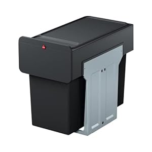 Hailo Ecoline Design L Built in Pull Out Waste Separation System 2 x 14 L 2 x 37 gal Recycling Trash can Black Removable Bins Made from 100 Recycled Plastic