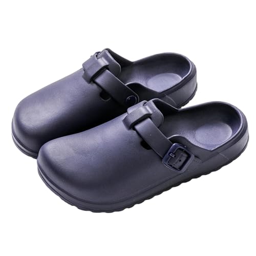 ELIOGN Zuecos de jardín para mujer, cómodos y ligeros, con correas y bonitos patrones, impermeables, Gris Púrpura, 37 EU