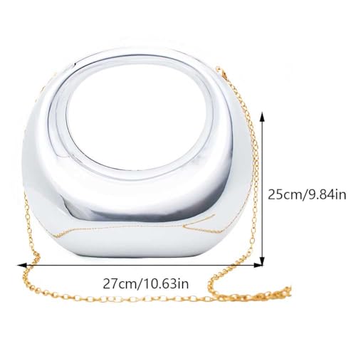 Image of Acrylic Clutch Purse for Women Y2k Top-handle Moon Hobo Bag with Detachable Chain Strap for Wedding Party Cocktail
