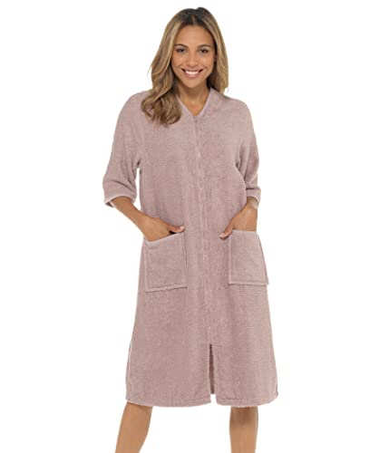 Undercover Ladies Terry Towelling 100% Cotton Zip Through Hooded or Non Hooded Dressing Gown Drying Bathrobe