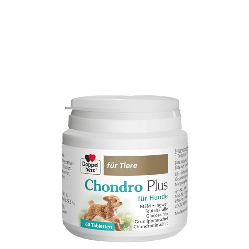 Doppelherz für Tiere Chondro Plus für Hunde | Für aktive Hunde - Mit Chondroitin, Glucosamin und Grünlippmuschel - 60 Tabletten