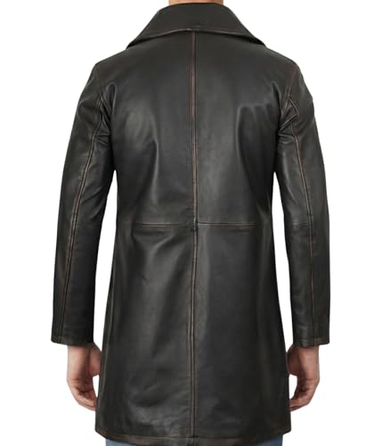 Image of Decrum Leather Coat Men - Casual Car Coat Style Real Lambskin Mens Leather Coat