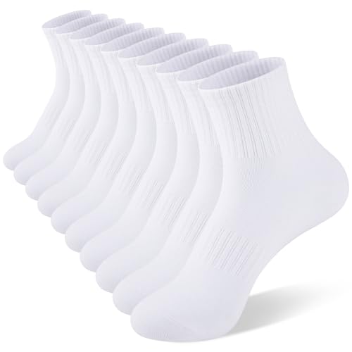 eallco Womens Ankle Socks Thin Cotton Crew Socks Athletic Quarter Above Ankle Gym Mini Crew 5 Pairs