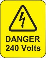 Etiquetas, Peligro 240V, SAV, (PK 100), Señales de protección personal, seguridad del sitio, paquete de 100 piezas - 59768