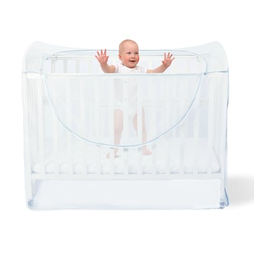 Orzbow Universal Moskitonetz für Babybett,Stabil Insektenschutz für Kinderbett Reisebett mit Reißverschluss,Schützt vor dem Herausklettern des...