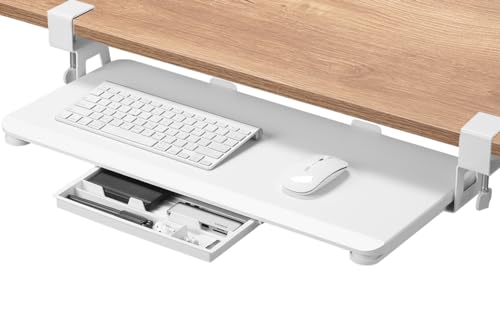 ETHU Plataforma para Teclado, Porta Teclado Extraíble con Abrazadera C, Cajón de Computadora de...