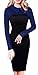 HOMEYEE Women's Retro Chic Colorblock Lapel Career Tunic Dress B238 (L, Blue)