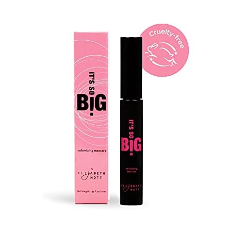 Cruelty-Free Black Volumizing Smudge Proof Mascara: Elizabeth Mott It's So BIG Volumizing Mascara - Water-Resistant Liquid Lash Extending Mascara Tube with Hourglass Wand - No Clump, Curl (10ml) Cover